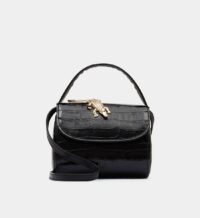 Petit sac besace style boîte Baby Abag cuir effet croco Noir Amélie Pichard