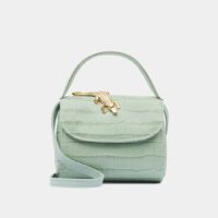 Petit sac besace style boîte Baby Abag cuir effet croco Vert Amélie Pichard