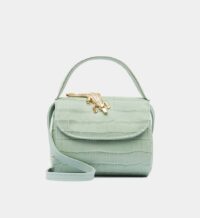 Petit sac besace style boîte Baby Abag cuir effet croco Vert Amélie Pichard