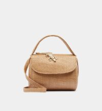 Petit sac besace style boîte Baby Abag raphia Marron Amélie Pichard