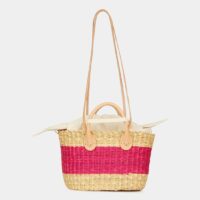 Petit sac cabas de plage Mini Caba Line paille Rose Muun