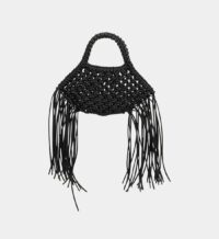 Petit sac cabas filet et franges cuir Noir Yuzefi