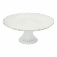 Plat à gâteaux sur pied Pearl grès blanc Ø28 cm Blanc Costa Nova