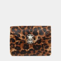 Pochette enveloppe scarabée Alex léopard cuir poils ras Multicolore Claris Virot