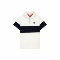 Polo Roland-Garros en coton avec bande garçon - écru Beige Roland Garros