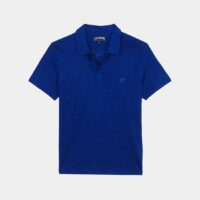 Polo droit en lin Bleu Vilebrequin