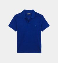 Polo droit en lin Bleu Vilebrequin