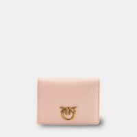 Porte-cartes en cuir souple chaîne Rose Pinko