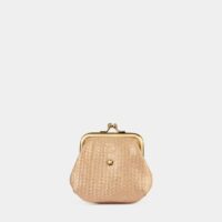 Porte-monnaie Oum fermoir vintage tressage cuir irisé Beige Mila Louise