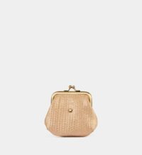 Porte-monnaie Oum fermoir vintage tressage cuir irisé Beige Mila Louise