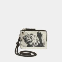 Porte-monnaie animal lion cuir et dragonne Beige Dries Van Noten