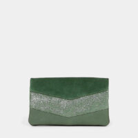 Portefeuille Kate D en cuir paillettes Vert Sabrina