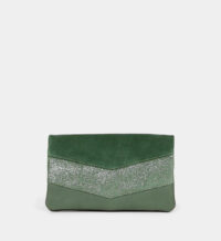 Portefeuille Kate D en cuir paillettes Vert Sabrina