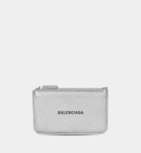 Portefeuille Long Cash grand modèle métallisé en cuir Gris Balenciaga