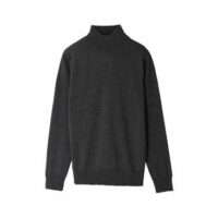 Pull droit en laine col montant Gris Guy De Berac