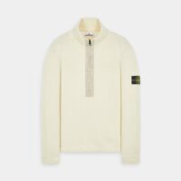 Pull en laine mélangée col camionneur Blanc Stone Island