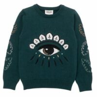 Pull loose brodé Vert Kenzo Kids