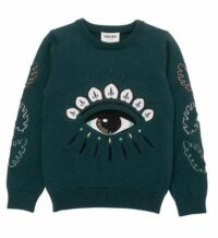 Pull loose brodé Vert Kenzo Kids