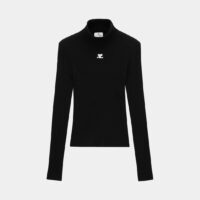 Pull maille côtelée Noir Courrèges