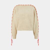 Pull oversize chauve souris cordon contrastant Beige Victoria Beckham