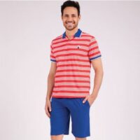 Pyjama court col polo homme Strike Rouge Eminence