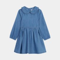 Robe Axelle évasée col Claudine coton denim Bleu Cadet Rousselle