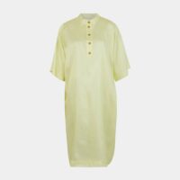 Robe Vivian mi-longue ample fluide en soie logo au dos Jaune Stine Goya