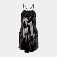 Robe courte Crystal sequins fines bretelles Noir The Attico