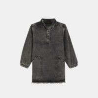 Robe courte droite coton denim Gris Finger in the nose