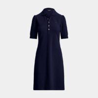 Robe droite à col coton Bleu Lauren Ralph Lauren