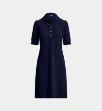 Robe droite à col coton Bleu Lauren Ralph Lauren