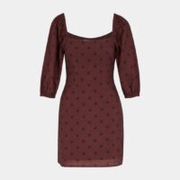 Robe fourreau courte pois coton organique Marron Peony