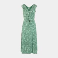 Robe longue ajustée portefeuille Zelie fleurie Vert Petite Mendigote