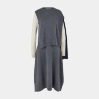 Robe longue pull cape asymétrique superpositions femme cachemire Gris JW Anderson