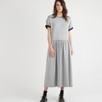 Robe longue sweat manches courtes contrastantes Gris MM6 Maison Margiela