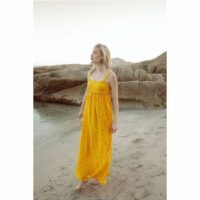 Robe longue taille empire 100% Soie Allumer le Feu Jaune Soi Paris