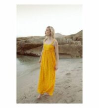 Robe longue taille empire 100% Soie Allumer le Feu Jaune Soi Paris