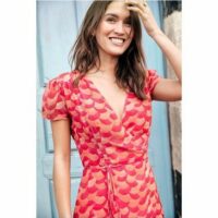 Robe portefeuille en soie imprimé LES PETALES Rose Soi Paris