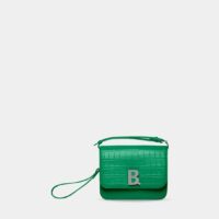 Sac à main B. petit modèle en cuir embossé crocodile brillant Vert Balenciaga