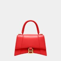 Sac à main Hourglass petit modèle Box en cuir Rouge Balenciaga