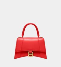 Sac à main Hourglass petit modèle Box en cuir Rouge Balenciaga