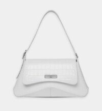 Sac à main à Rabat XX moyen modèle embossé crocodile en cuir Blanc Balenciaga