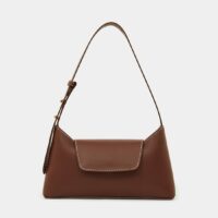 Sac baguette Envelope surpiqûres cuir Marron Elleme