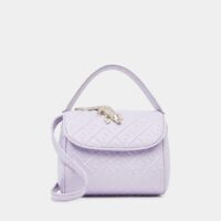 Sac besace Baby crocodile relief monogramme cuir Violet Amélie Pichard