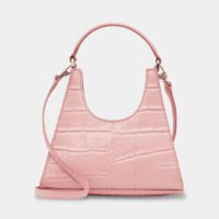 Sac besace Mini Rey cuir effet croco Rose Staud