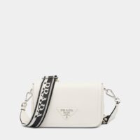 Sac besace Prada Flou en cuir Blanc Prada