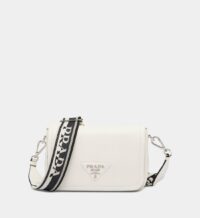 Sac besace Prada Flou en cuir Blanc Prada