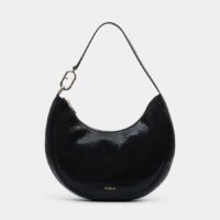 Sac besace Primavera cuir façon lézard Noir Furla