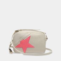 Sac besace Star Bag blanc cassé en cuir martelé