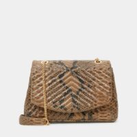 Sac besace Yvonne en cuir matelassé façon python Beige Petite Mendigote